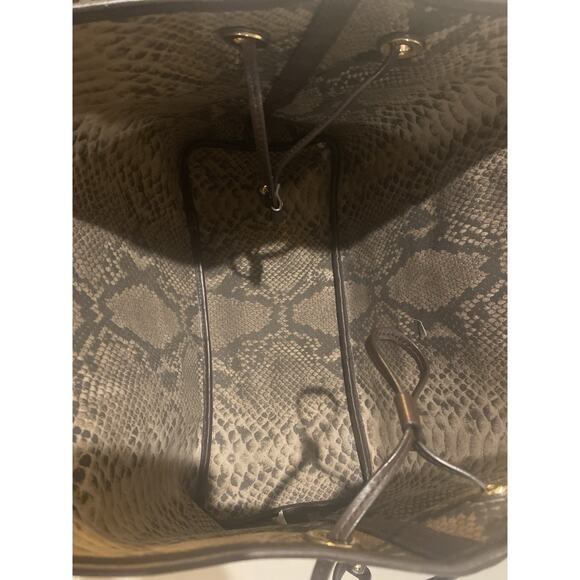 MICHAEL KORS Reversible Brown Monogram Snake-print Tote Shoulder Bag Purse Fall - Picture 8 of 14